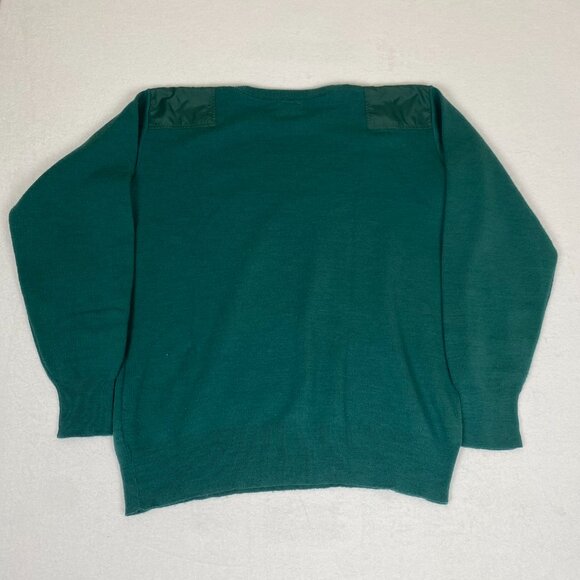 Vintage L.L. Bean Made in USA Hightrek Green Elbow Shoulder Patch Sweater - Picture 2 of 8
